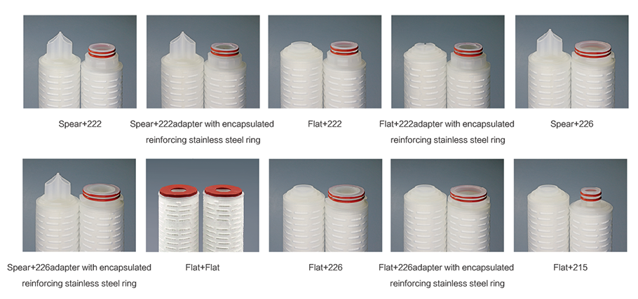 PTFE membrane pleated filter cartridge Adapter Style