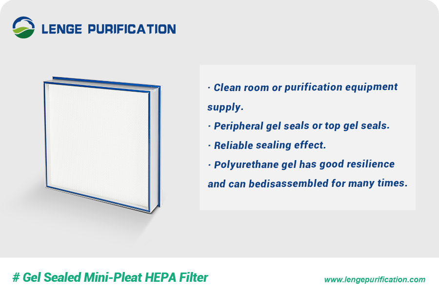gel-sealed mini-pleat HEPA filter